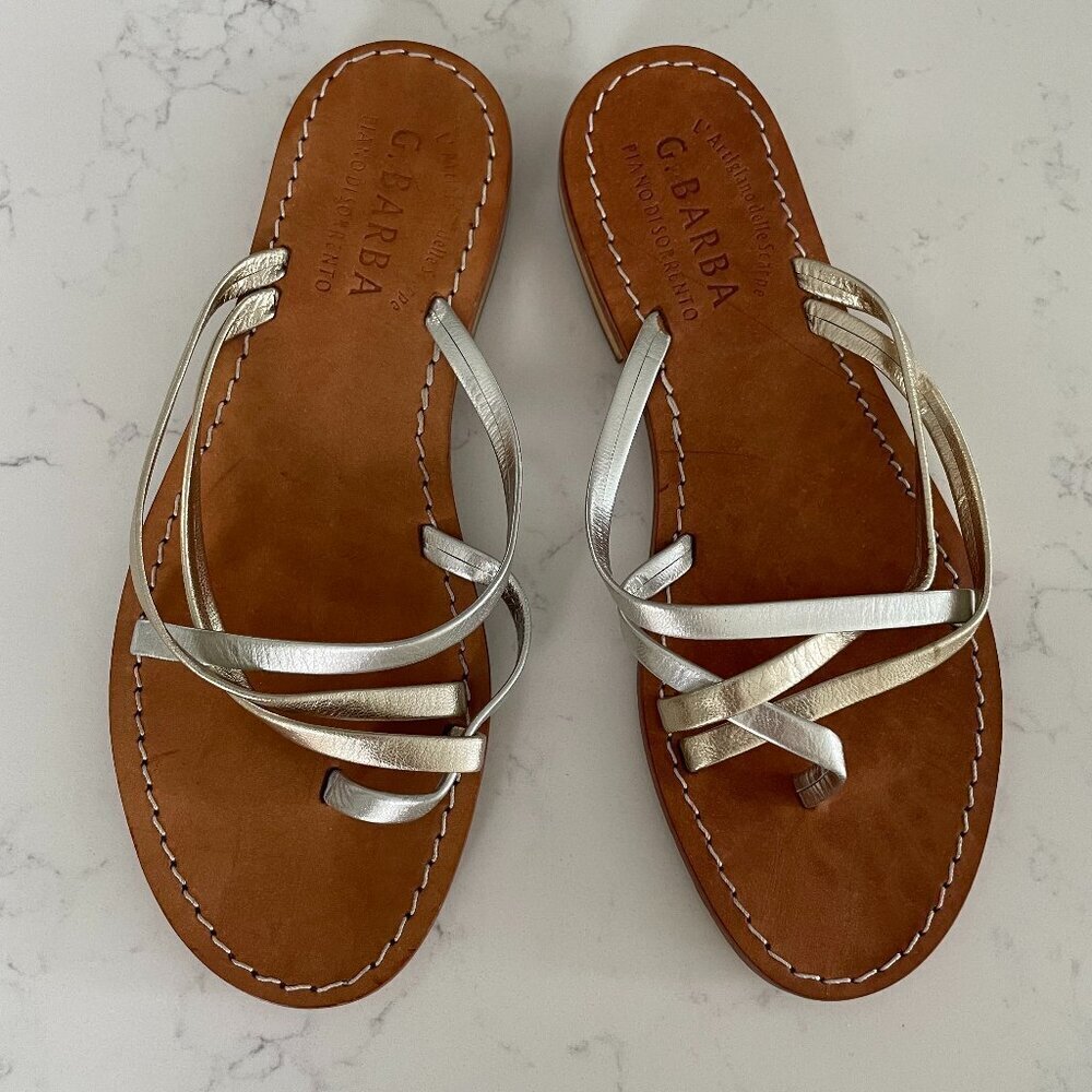 L' Artigiano delle Scarpe G. Barba Piano Di Sorrento Leather Slip On Sandals 37
